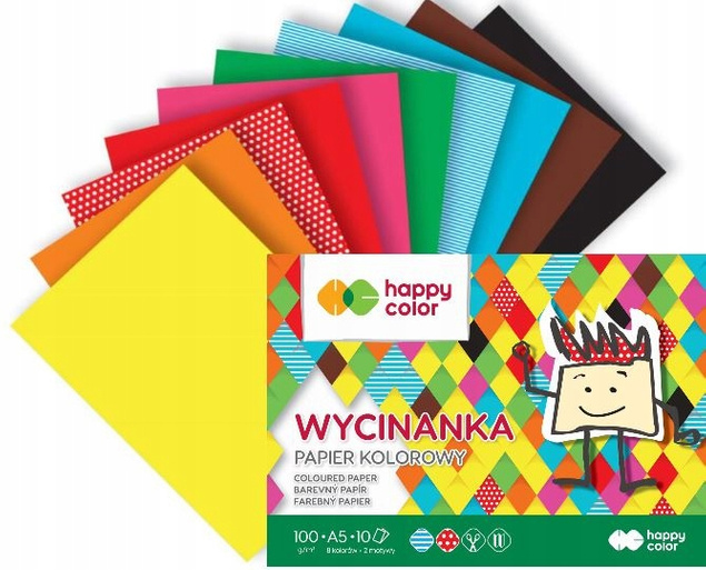 Blok Wycinanka A5 Papier KOLOR 10 Kart Happy Color