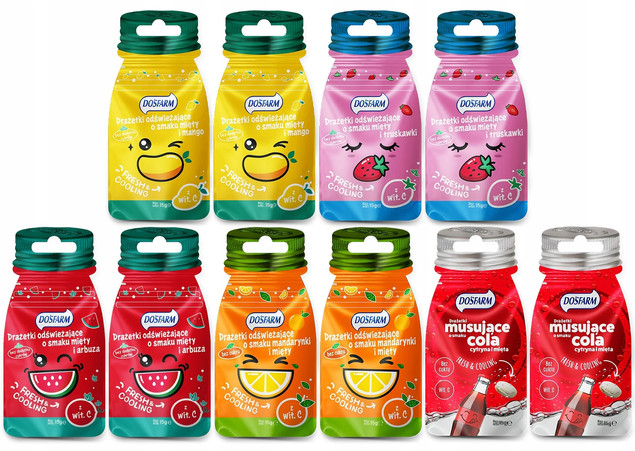 Dosfarm - drażetki odświeżające, cukierki, mix smaków (zestaw x10)