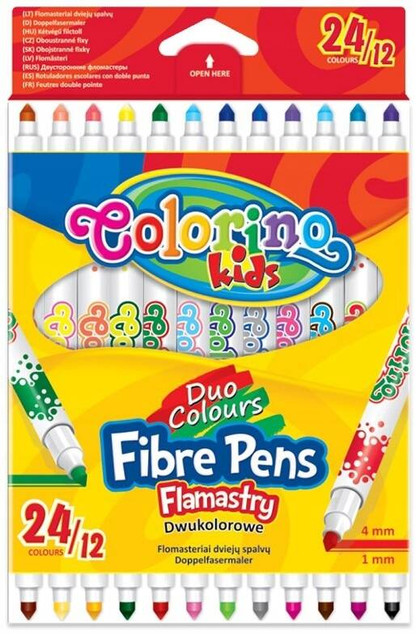 Pisaki dwustronne 12szt 24kol COLORINO
