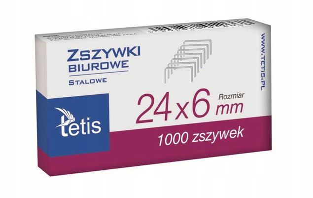 Zszywki biurowe 24/6 p10. TETIS cena za 1szt.