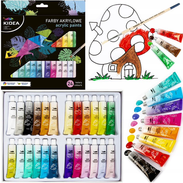 Farby akrylowe 24 kolory Kidea