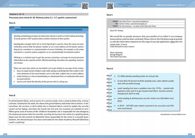 Matura - arkusze - język angielski (poziom podstawowy, poziom rozszerzony) - 2026