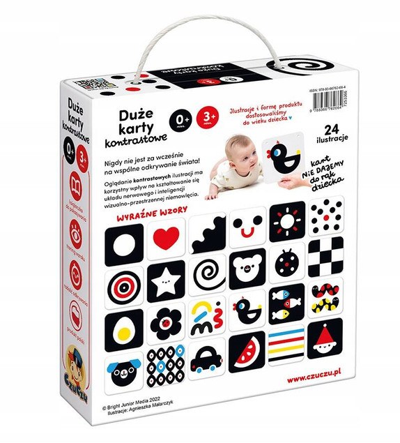 CzuCzu Duże karty kontrastowe dla dzieci w wieku 0m+, 3m+