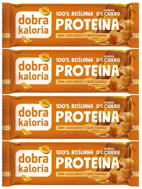 4x Naturalny Baton Proteinowy ORZECHOWY z Nutą KARMELU Dobra Kaloria
