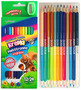 Kredki Szkolne Trójkątne Dwustronne 24 Kolory 12 Sztuk Temperówka Bambino