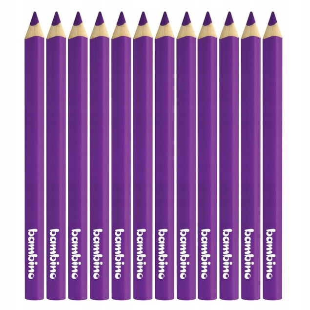 Kredka BAMBINO 12szt (1op=1szt.) w drewnie trójkątna, fioletowa MAJEWSKI