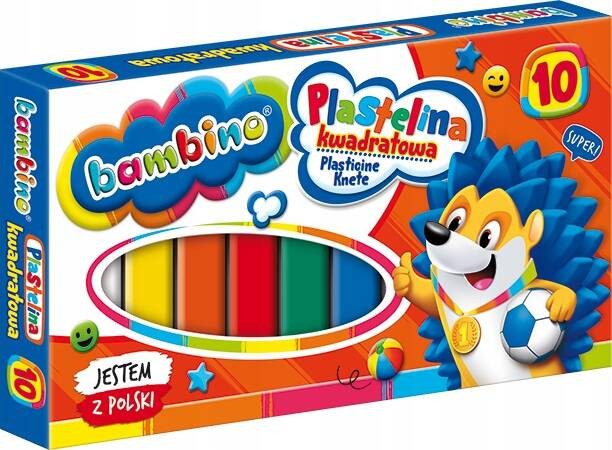 Plastelina kwadratowa 10kol Bambino p10 MAJEWSKI/cena za 1szt.
