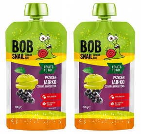 2x BOB SNAIL Smoothie JABŁKO CZARNA PORZECZKA Bez Dodatku Cukru Mus 120g