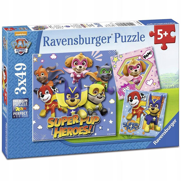 Puzzle 3x49 147 el. Układanka Pieski PSI PATROL Pies Bajka 5+ Ravensburger