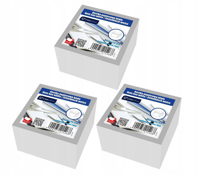 Kostka Biurowa BIAŁA NIEKLEJONA Do Notowania 85x85x35 350 Kartek Interdruk