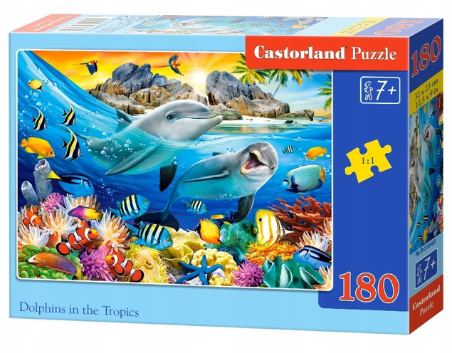 Puzzle 180 Układanka Zwierzęta DELFINY Tropiki Rafa Morze 7+ Castorland