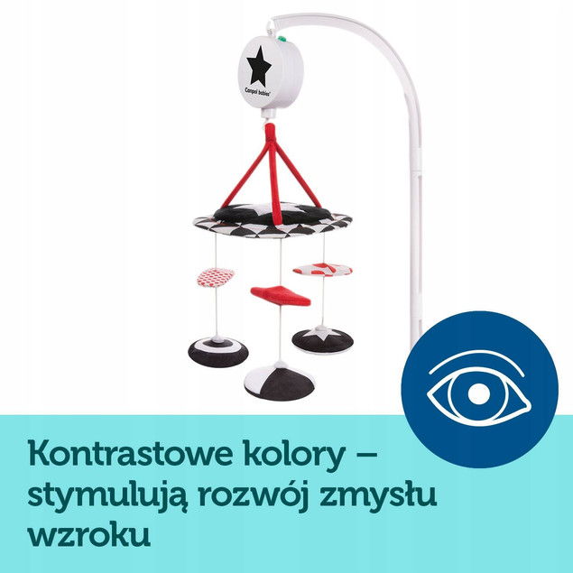 Canpol babies kontrastowa karuzela pluszowa z pozytywką SENSORY TOYS