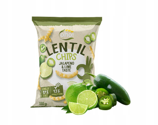 CHIPSY Chrupki z Czerwonej Soczewicy o Smaku JALAPENO i LIMONKI 100g Oho!