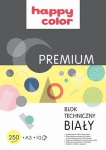 Blok techniczny biały A3/10K Premium HAPPY COLOR