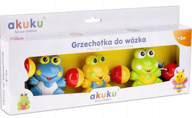 Grzechotka Zawieszka Do Wózka Łóżka ŻABKI Sensory Akuku 0353