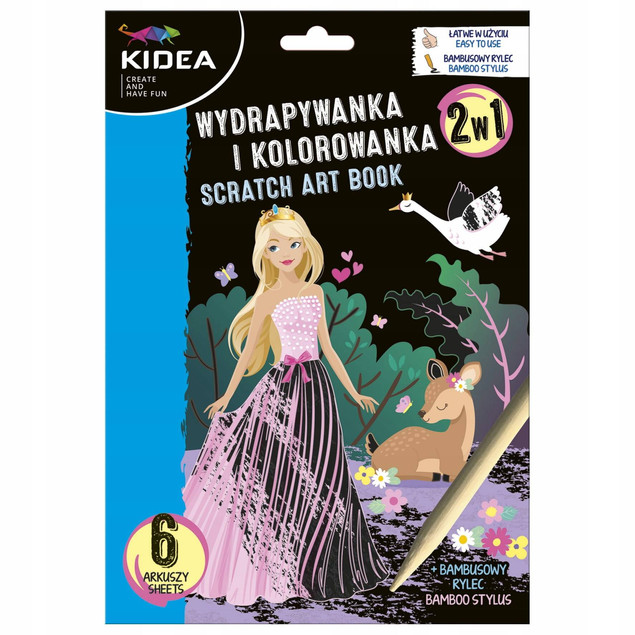 KIDEA WYDRAPYWANKA i KOLOROWANKA 2w1 KSIĘŻNICZKI