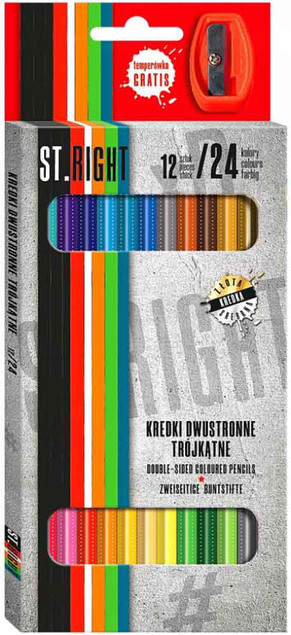             KREDKI TROJKATNE DWUSTRONNE 12SZT/24KOL             