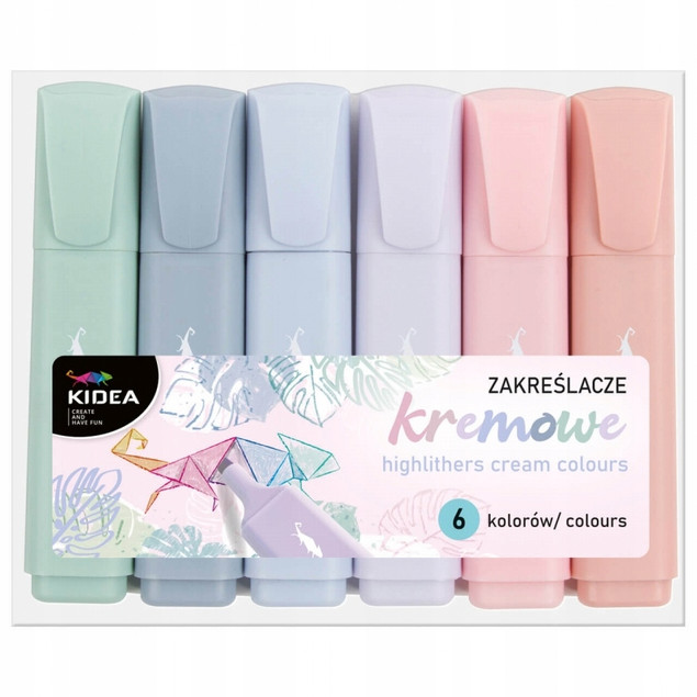 Zakreślacze Kremowe PASTEL 6 Kolorów Kidea