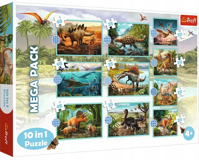 Puzzle 10w1 Układanka Gady DINOZAURY Prehistoryczne Świat 6+Trefl