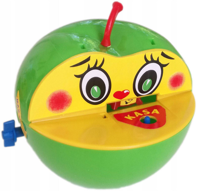 Skarbonka Bankowe Jabłuszko z Robakiem Nakręcana Zjada Monety MIX 3+ Marek