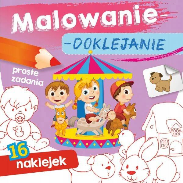 18x MALOWANIE Doklejanie ZESTAW Kolorowanka PIESKI KOTKI POJAZDY 3+ Skrzat