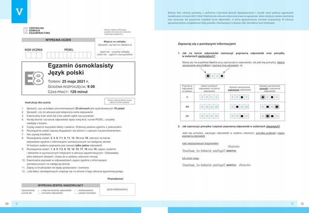 Egzamin ósmoklasisty. Język polski. Arkusze