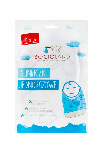 BOCIOLAND Śliniak Jednorazowy z Kieszonką Zapinany Na Rzep Miękki 6x10 szt
