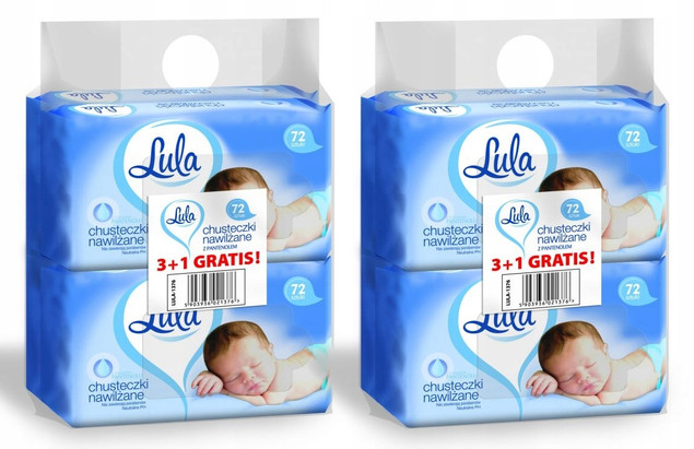 LULA Chusteczki Nawilżane z PANTENOLEM 4 x 72 szt. x2