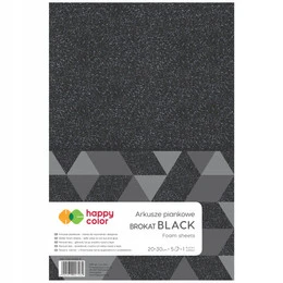 Arkusze Piankowe BROKATOWE Brokat A4 CZARNE 5 Arkuszy Pianka Happy Color