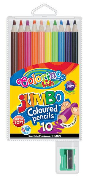 Kredki ołówkowe okrągłe Jumbo 10 kol + tem. Colorino Kids