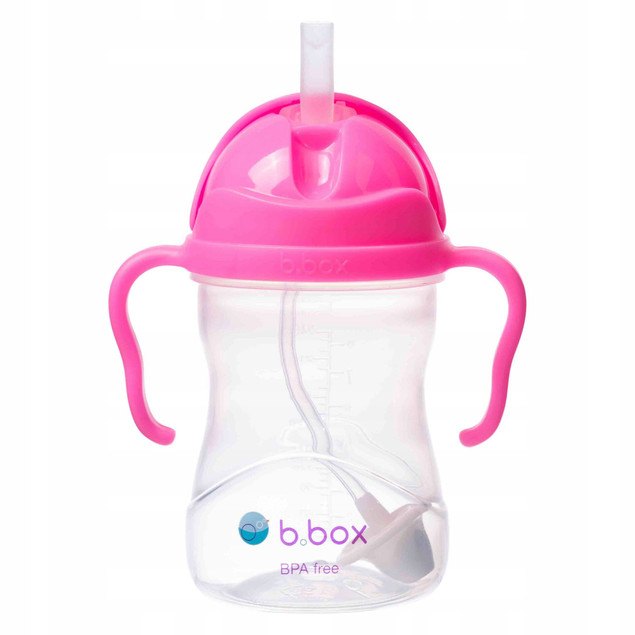 Bidon ze słomką 240 ml niekapek różowy granat B.BOX
