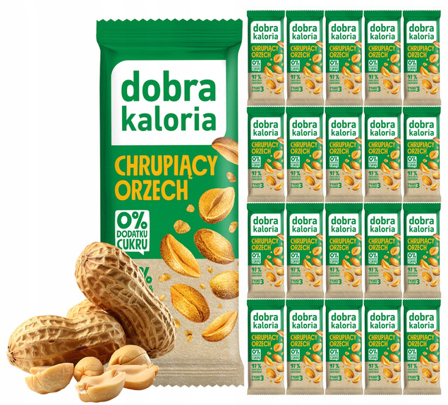 20x Fit Zdrowy Baton Chrupiący ORZECH Daktyle Bez Cukru VEGE Dobra Kaloria