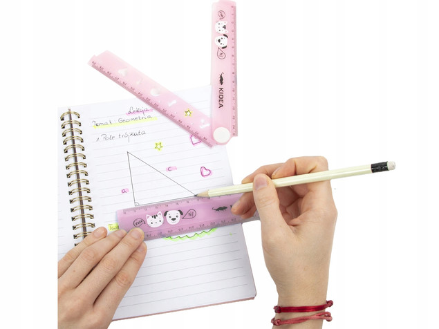 36x Linijka Składana PASTELOWA z Szablonami 30cm KIDEA 97418