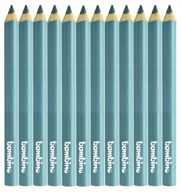 BAMBINO Kredki w drewnie trójkątne, SREBRNA 12 szt