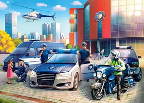 Puzzle 120 Układanka Auta POLICJA Motocykl Auto Pojazd Władza 6+ Castorland