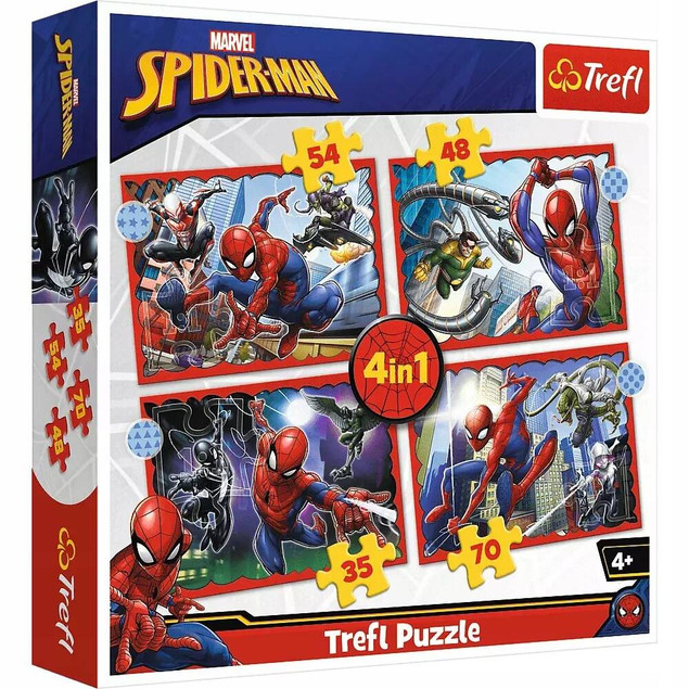 Trefl Puzzle 4w1 Bohaterski Spider-Man 34384