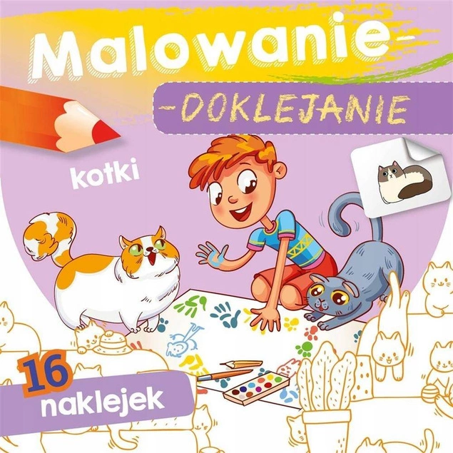 Malowanie Doklejanie Kotki 16 Naklejek 3+ Skrzat