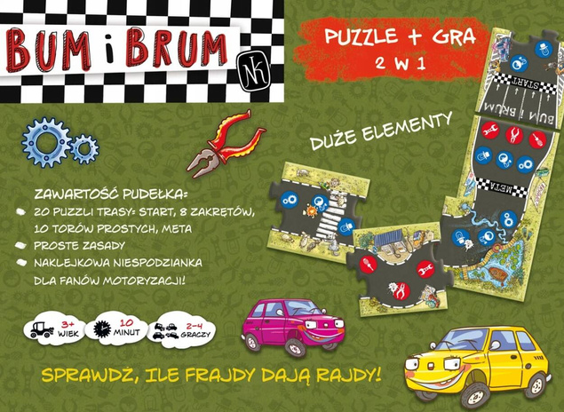 PuzzloGra BUM i BRUM Rajd Malucha Puzzle Gra I. Nowicki 3+ Nasza Księgarnia