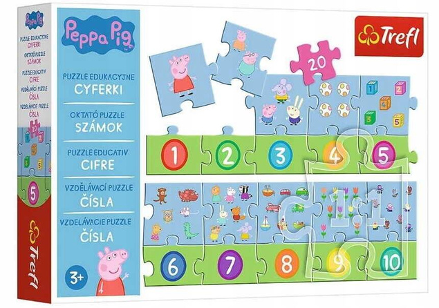 Puzzle 20 Układanka EDUKACYJNE Cyferki ŚWINKA PEPPA Nauka Cyfr Liczenia 3+