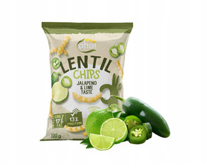 CHIPSY Chrupki z Czerwonej Soczewicy o Smaku JALAPENO i LIMONKI 100g Oho!