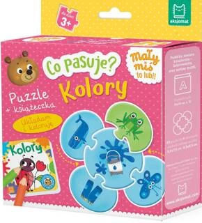 Puzzle i Książeczka Co Pasuje? KOLORY 4+ Aksjomat 3630