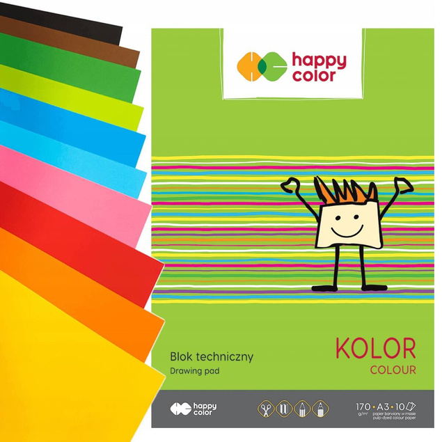 Blok Techniczny KOLOROWY A3 10 k 170g Happy Color