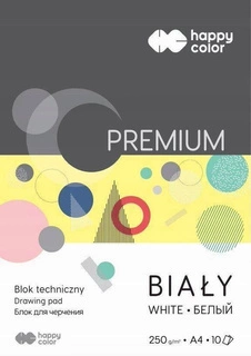 Blok Techniczny Biały Duży A4 10 k Premium 250g Happy Color