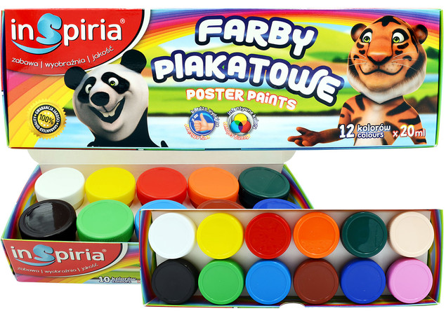 FARBY PLAKATOWE SZKOLNE 12K 20ML INSPIRIA