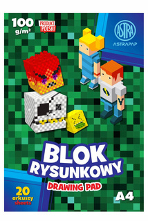 Blok Rysunkowy BIAŁY Pixel Dla Dzieci Szkoła Plastyka A4/20k 100g Astra