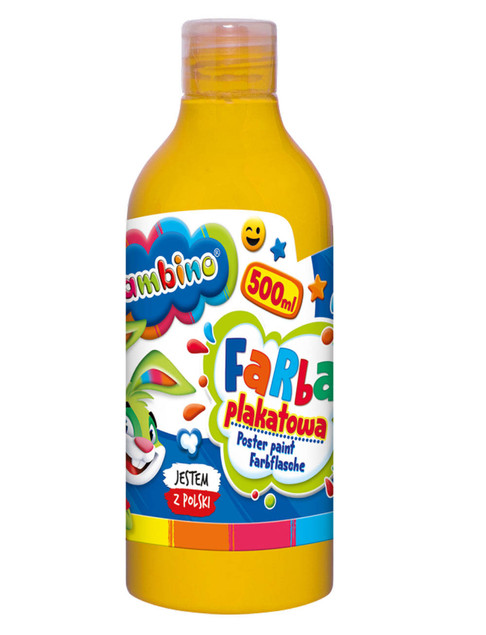 Farba plakatowa szkolna w butelce żółta 500 ml 