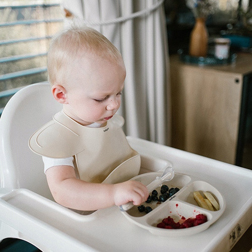 Miseczka i Talerzyk ZESTAW NACZYŃ Silikonowych z Przyssawką BEŻOWY