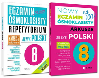 Egzamin Ósmoklasisty KOMPLET Repetytorium Arkusze J. Polski Greg