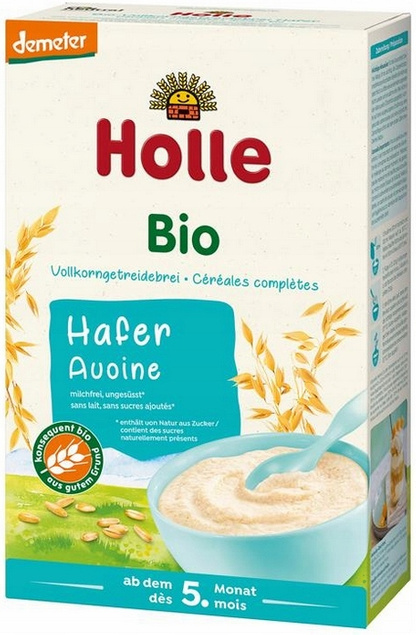 HOLLE BIO Kaszka Owsiana Pełnoziarnista Bez Cukru 250g 5M+