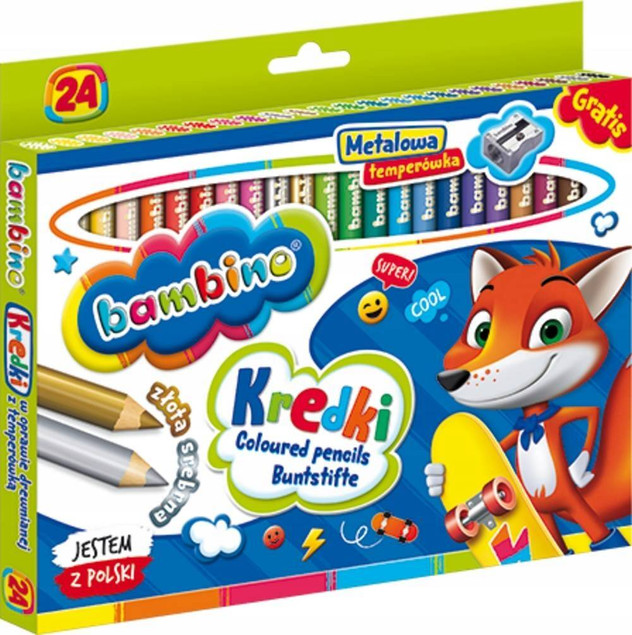 KREDKI BAMBINO JUMBO 24 KOLORY + TEMPERÓWKA